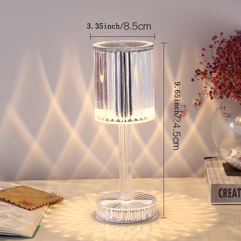 Elegant Crystal Touch Control Bedside Lamp - Adjustable LED Light with Rechargeable Battery, Dimmable, USB Charging, Indoor Decor, Modern Table Lamp|Decorative Table Lamp|Adjustable Light Lamp