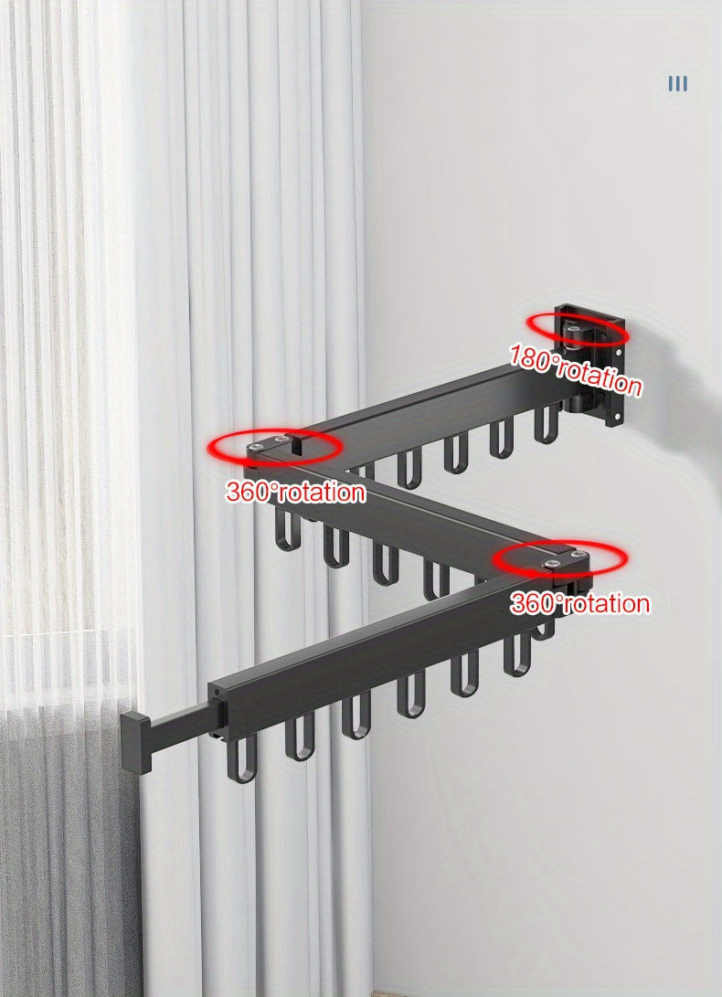 1pc Compact Wall-Mounted Folding Clothes Rack - Space-Saving Quilt Holder for Bathroom, Balcony, and Home - Easy-to-Use, Convenient, and Durable Small Drying Rack for Clothes, Quilts, and Towels - Perfect for Indoor and Outdo