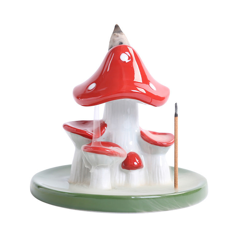 1pc Charming Ceramic Mushroom Waterfall Incense Holder - Aesthetic Decor for Home & Office, Creates Serene Ambiance with Fragrant Incense Sticks