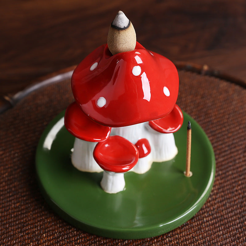 1pc Charming Ceramic Mushroom Waterfall Incense Holder - Aesthetic Decor for Home & Office, Creates Serene Ambiance with Fragrant Incense Sticks