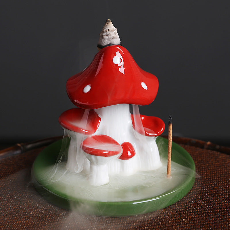 1pc Charming Ceramic Mushroom Waterfall Incense Holder - Aesthetic Decor for Home & Office, Creates Serene Ambiance with Fragrant Incense Sticks