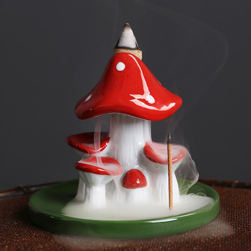 1pc Charming Ceramic Mushroom Waterfall Incense Holder - Aesthetic Decor for Home & Office, Creates Serene Ambiance with Fragrant Incense Sticks