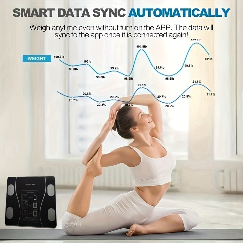 UAEIUI Smart Digital Bathroom Scale, Battery-Powered, Wireless, Non-Rechargeable, with Body Fat Monitoring for Home Use, for Women, Men