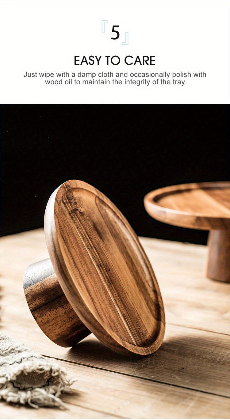 1PC Wood Round Dessert Plate, Wooden Cake Plate, Creative Food Serving Trays, Eco Naural Wood Dessert Fruit Snack Tray, Home Decor, Photography Props