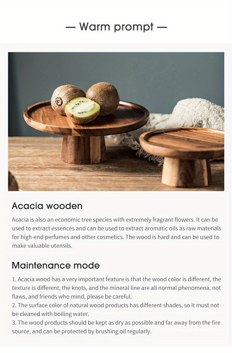 1PC Wood Round Dessert Plate, Wooden Cake Plate, Creative Food Serving Trays, Eco Naural Wood Dessert Fruit Snack Tray, Home Decor, Photography Props