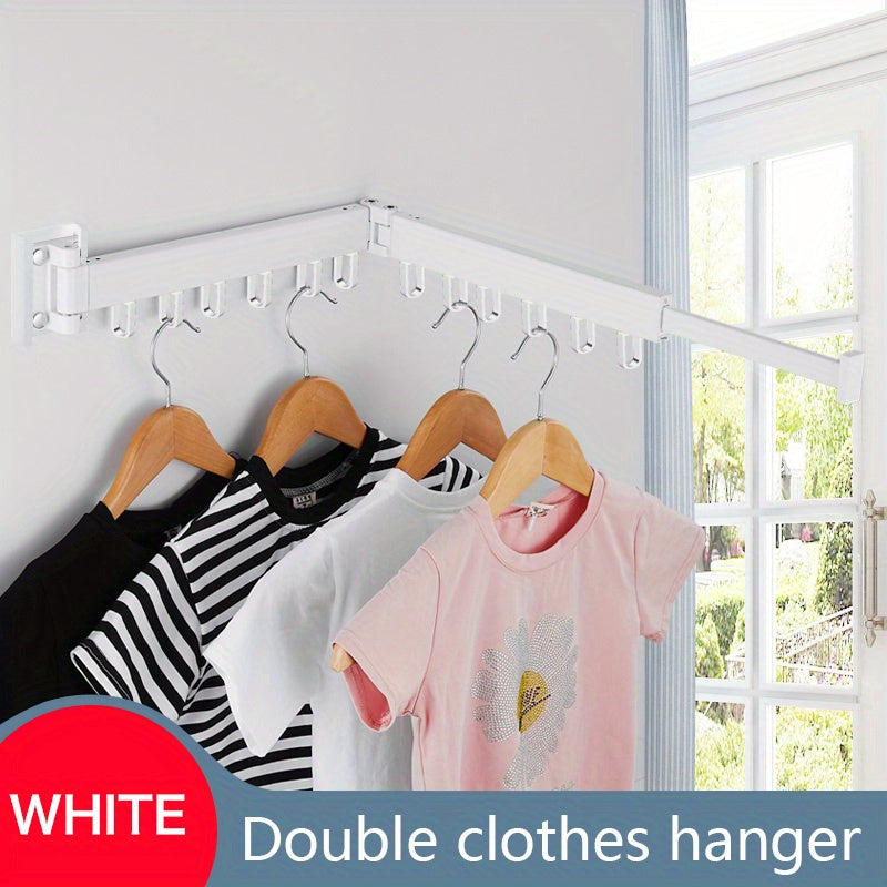 1pc Compact Wall-Mounted Folding Clothes Rack - Space-Saving Quilt Holder for Bathroom, Balcony, and Home - Easy-to-Use, Convenient, and Durable Small Drying Rack for Clothes, Quilts, and Towels - Perfect for Indoor and Outdo