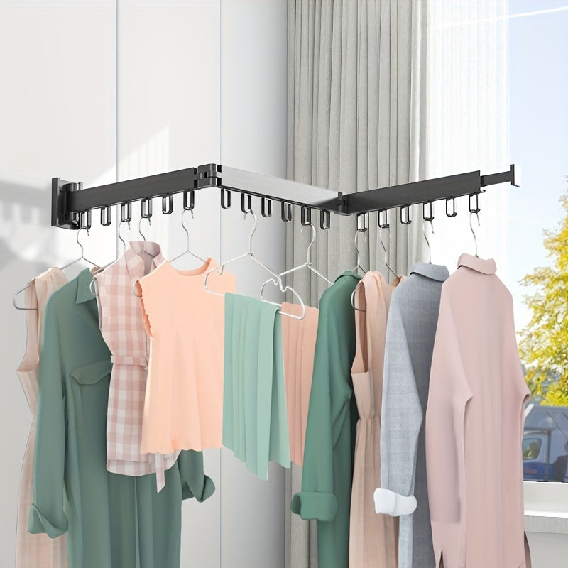 1pc Compact Wall-Mounted Folding Clothes Rack - Space-Saving Quilt Holder for Bathroom, Balcony, and Home - Easy-to-Use, Convenient, and Durable Small Drying Rack for Clothes, Quilts, and Towels - Perfect for Indoor and Outdo