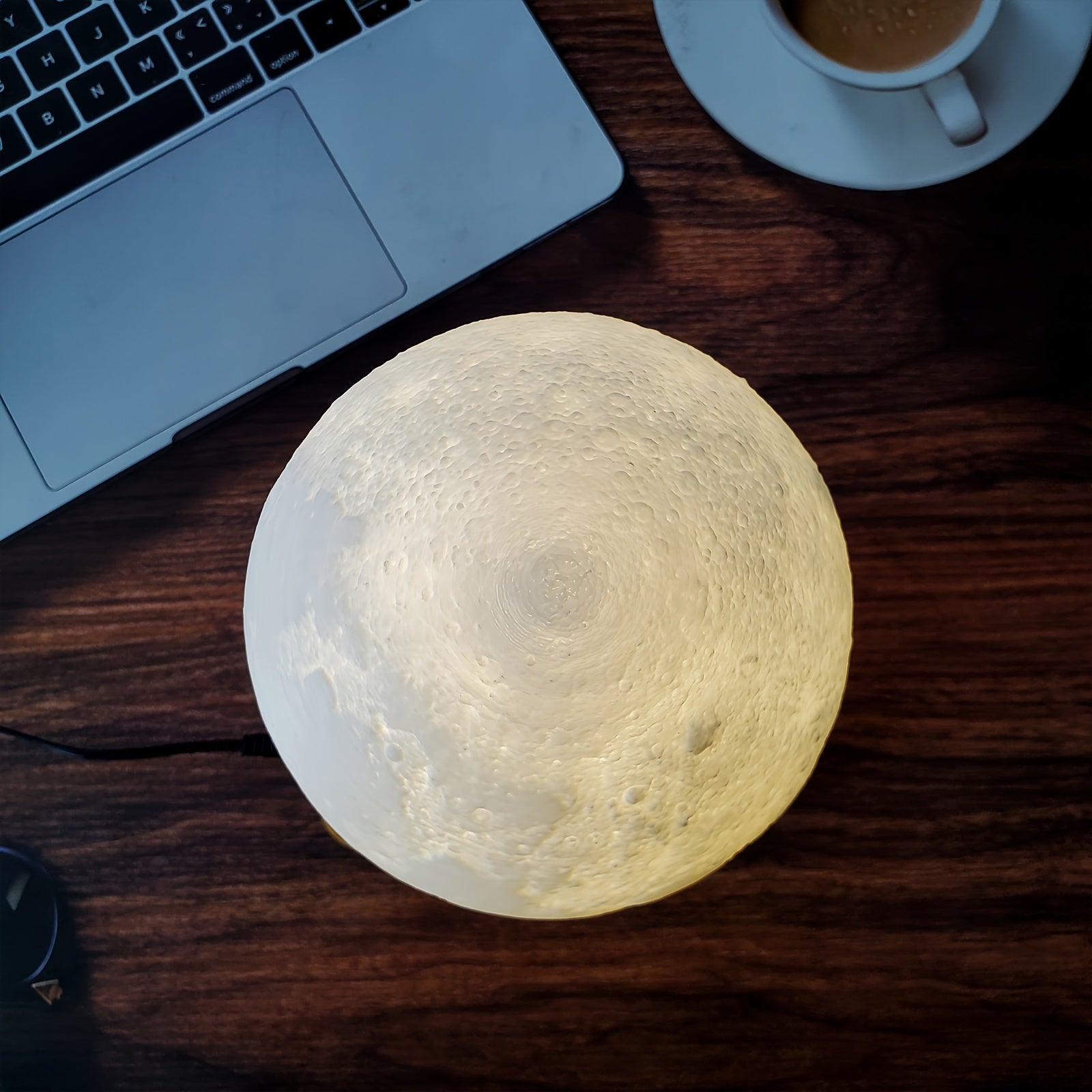 Levitating Moon Lamp Magnetic Floating Night Light Unique Levitation Bedside Table Lamp Creative Desk 3D Printing LED Light With For Office Bedroom Home Decorations (3 Colors Modes)
