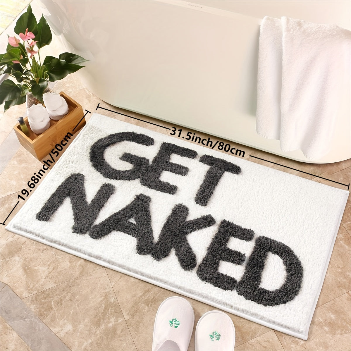 1pc, Letter Absorbent Non-slip Bathroom Floor Mat, Aesthetic Bathroom Mat, Non-slip Indoor Mat, Floor Mat, Doormat, Home Decor Room Decor