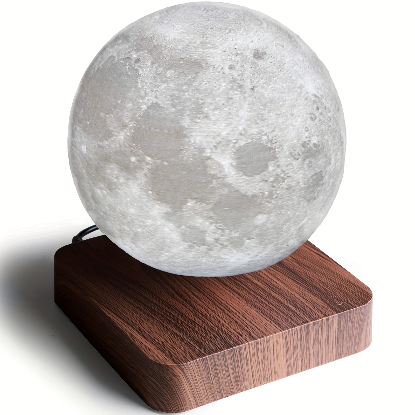 Levitating Moon Lamp Magnetic Floating Night Light Unique Levitation Bedside Table Lamp Creative Desk 3D Printing LED Light With For Office Bedroom Home Decorations (3 Colors Modes)