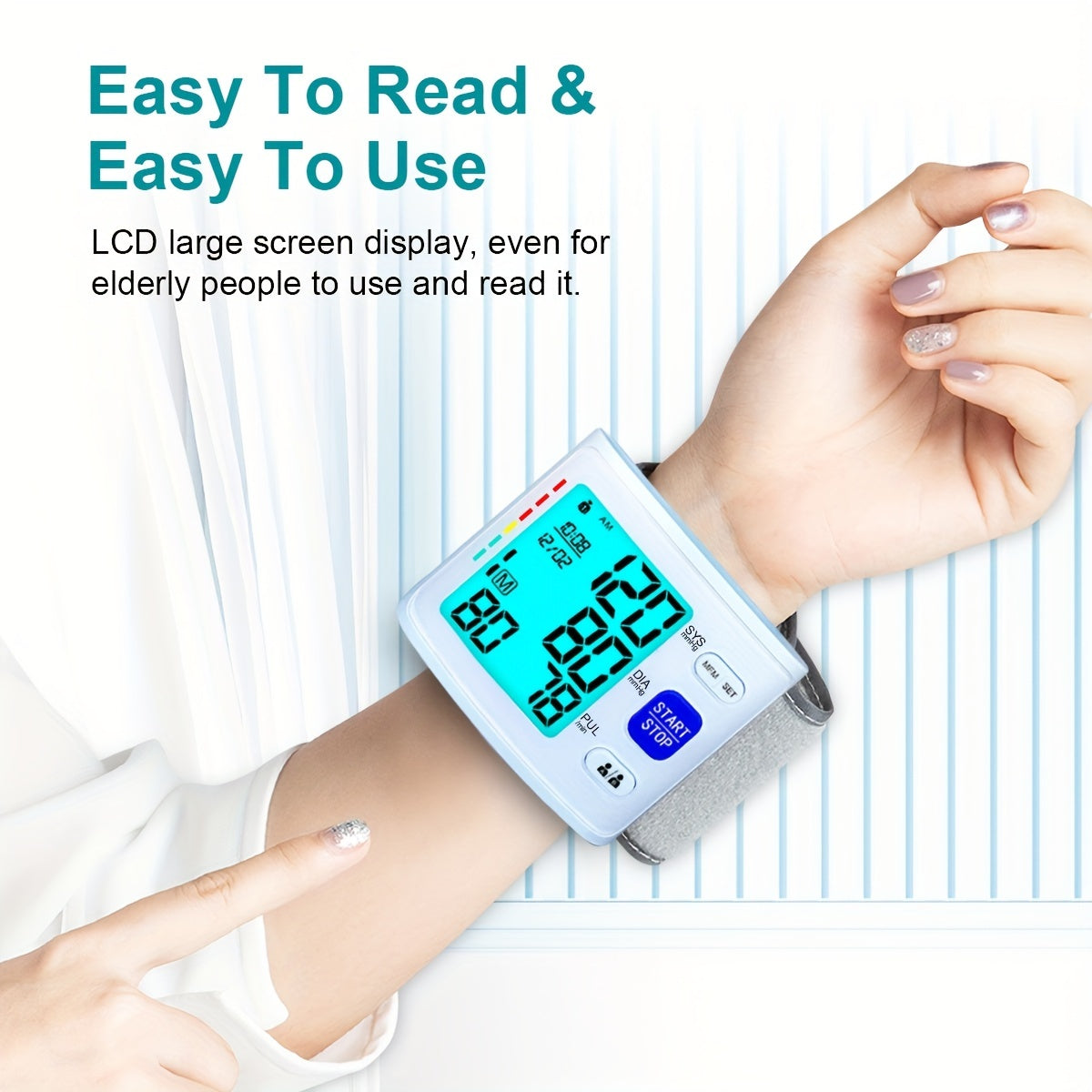 1pc Blood Pressure Monitor Wrist Blood Pressure Cuff Digital Blood Pressure Monitor 2x90 Reading Blood Pressure Monitor With PP Box For Home Use (Battery Not Included)