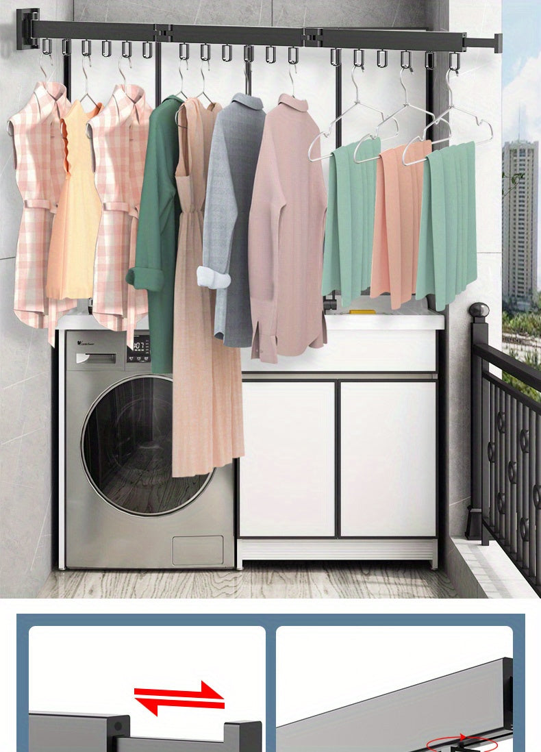 1pc Compact Wall-Mounted Folding Clothes Rack - Space-Saving Quilt Holder for Bathroom, Balcony, and Home - Easy-to-Use, Convenient, and Durable Small Drying Rack for Clothes, Quilts, and Towels - Perfect for Indoor and Outdo