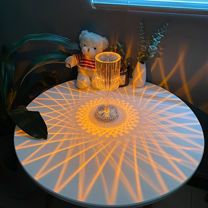 Elegant Crystal Touch Control Bedside Lamp - Adjustable LED Light with Rechargeable Battery, Dimmable, USB Charging, Indoor Decor, Modern Table Lamp|Decorative Table Lamp|Adjustable Light Lamp