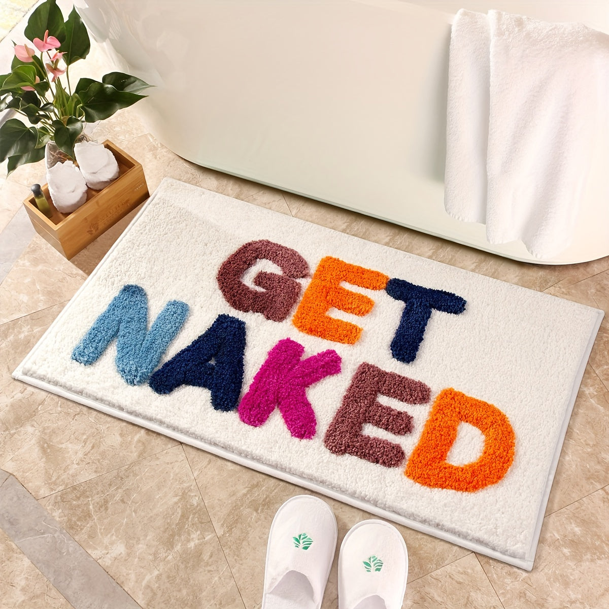1pc, Letter Absorbent Non-slip Bathroom Floor Mat, Aesthetic Bathroom Mat, Non-slip Indoor Mat, Floor Mat, Doormat, Home Decor Room Decor