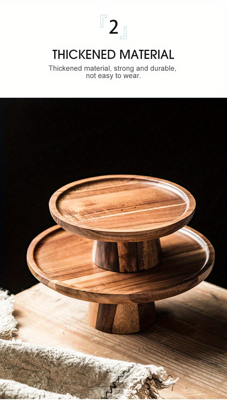 1PC Wood Round Dessert Plate, Wooden Cake Plate, Creative Food Serving Trays, Eco Naural Wood Dessert Fruit Snack Tray, Home Decor, Photography Props