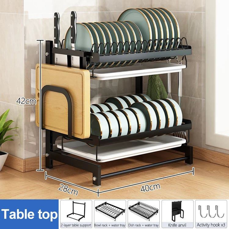 Stainless Steel Kitchenware Storage Shelves Over Sink Dish Drying Rack