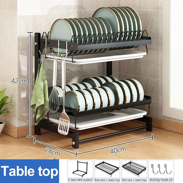 Stainless Steel Kitchenware Storage Shelves Over Sink Dish Drying Rack