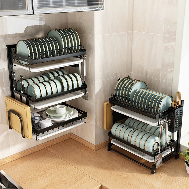 Stainless Steel Kitchenware Storage Shelves Over Sink Dish Drying Rack