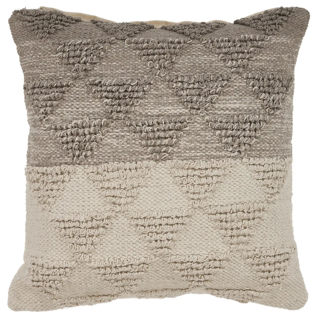 HMS Cream Geometric Embroidered Cotton Throw Pillow Set 18x18 Inches Soft Silk Cushion for Sofa Decor Home Use