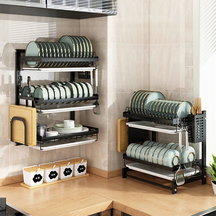 Stainless Steel Kitchenware Storage Shelves Over Sink Dish Drying Rack