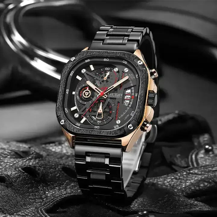 Relogio Masculino Megir 2217 Original Brand Chronograph Watches Men Wrist Luxury Waterproof  2217G Square Quartz Watch