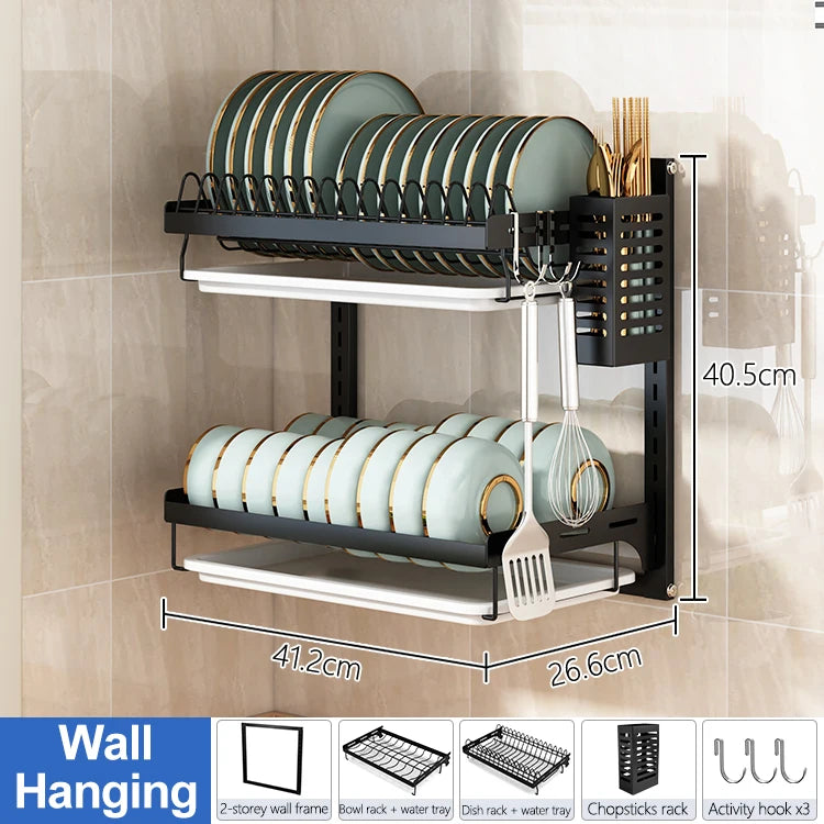 Stainless Steel Kitchenware Storage Shelves Over Sink Dish Drying Rack