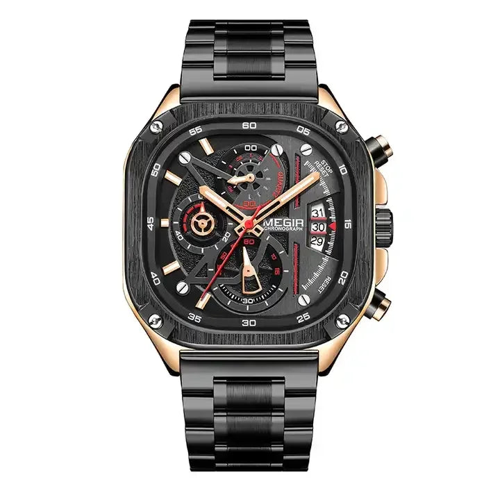 Relogio Masculino Megir 2217 Original Brand Chronograph Watches Men Wrist Luxury Waterproof  2217G Square Quartz Watch