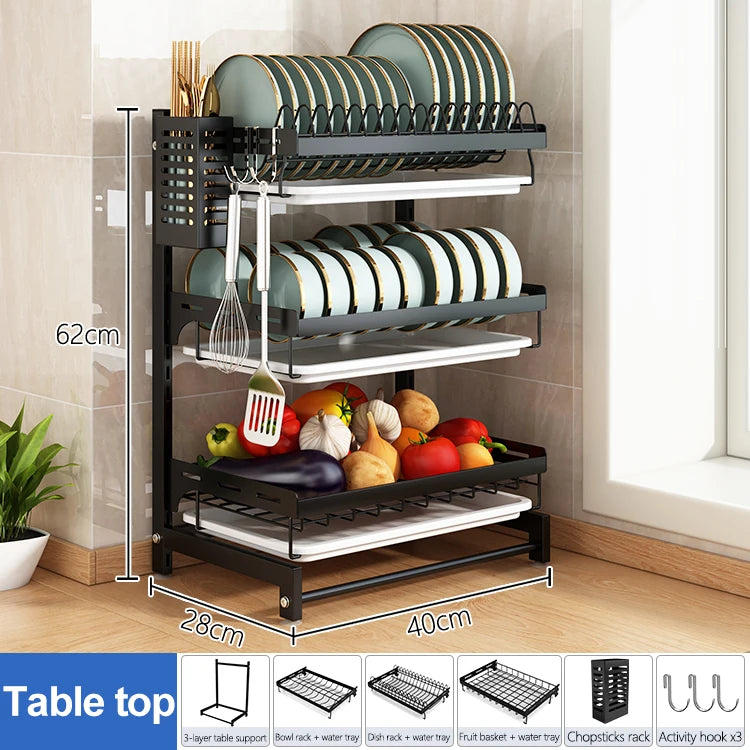 Stainless Steel Kitchenware Storage Shelves Over Sink Dish Drying Rack