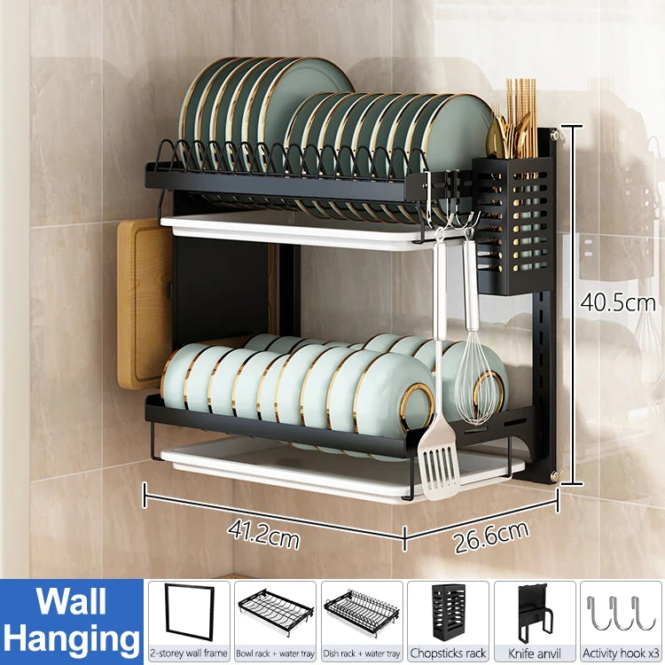 Stainless Steel Kitchenware Storage Shelves Over Sink Dish Drying Rack