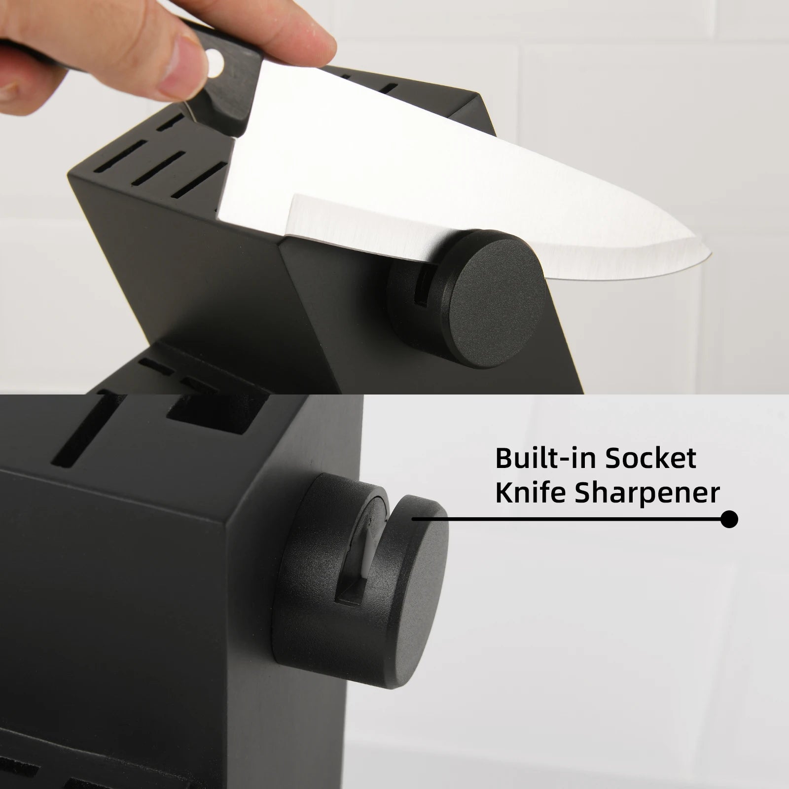 19 Pcs Home Cooking Kitchenware Steel Kitchen Chef Knife Block Set with Shears Fork Knife Sharpener