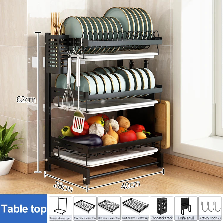 Stainless Steel Kitchenware Storage Shelves Over Sink Dish Drying Rack