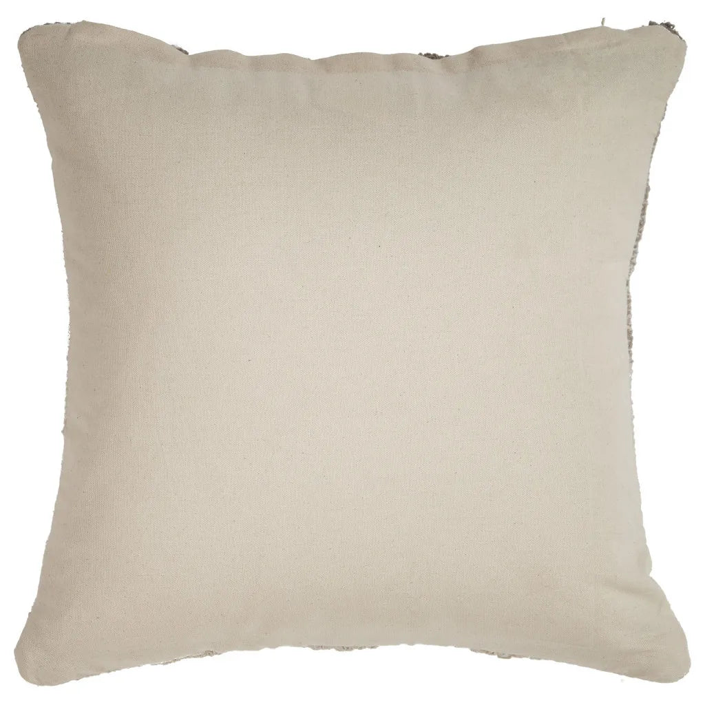 HMS Cream Geometric Embroidered Cotton Throw Pillow Set 18x18 Inches Soft Silk Cushion for Sofa Decor Home Use