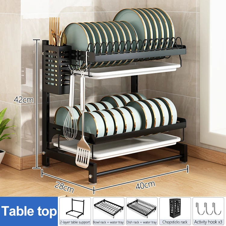 Stainless Steel Kitchenware Storage Shelves Over Sink Dish Drying Rack