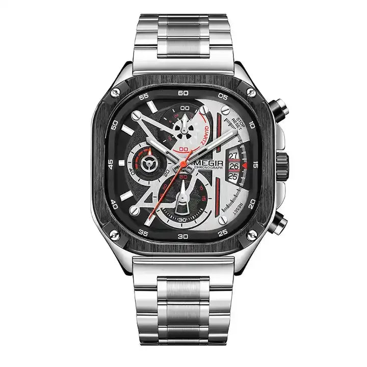 Relogio Masculino Megir 2217 Original Brand Chronograph Watches Men Wrist Luxury Waterproof  2217G Square Quartz Watch