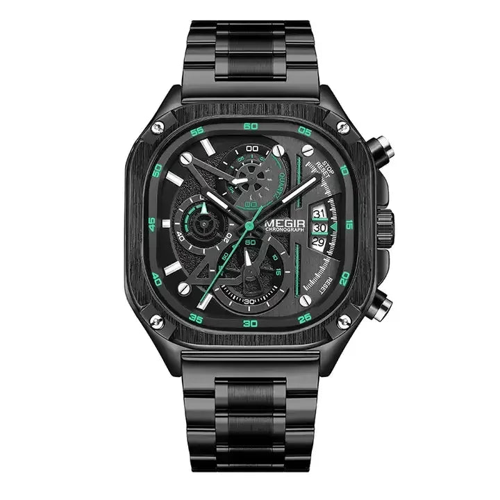 Relogio Masculino Megir 2217 Original Brand Chronograph Watches Men Wrist Luxury Waterproof  2217G Square Quartz Watch