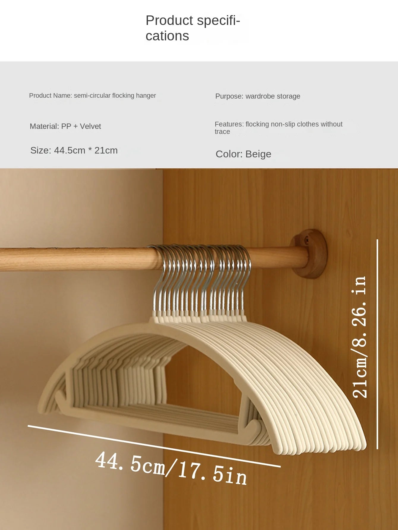 10/20Pcs Household Black/Beige/Grey Flocked Hangers, Plastic Hangers, Suitable for Closet Organizers, Sturdy and Durable, Space-Saving, Non-Slip and Won'T Fall Off, No Bulging Shoulders, No Damage to Clothes, Used for Clothin