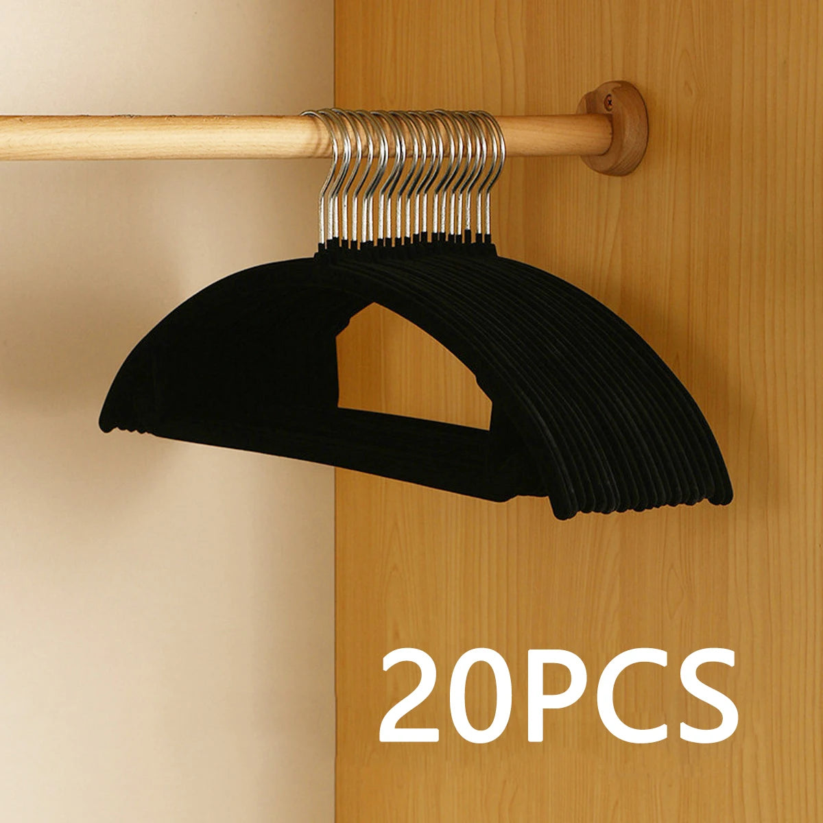 10/20Pcs Household Black/Beige/Grey Flocked Hangers, Plastic Hangers, Suitable for Closet Organizers, Sturdy and Durable, Space-Saving, Non-Slip and Won'T Fall Off, No Bulging Shoulders, No Damage to Clothes, Used for Clothin