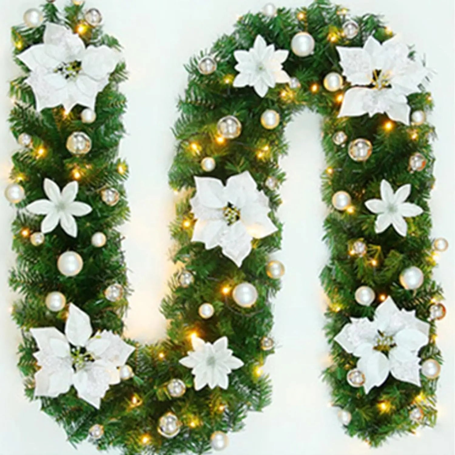 2.7M 5 Colors Christmas Decorations Garland Decoration Rattan Lights Wreath Decorated Mantel Fireplace Stairs Wall Door Decor