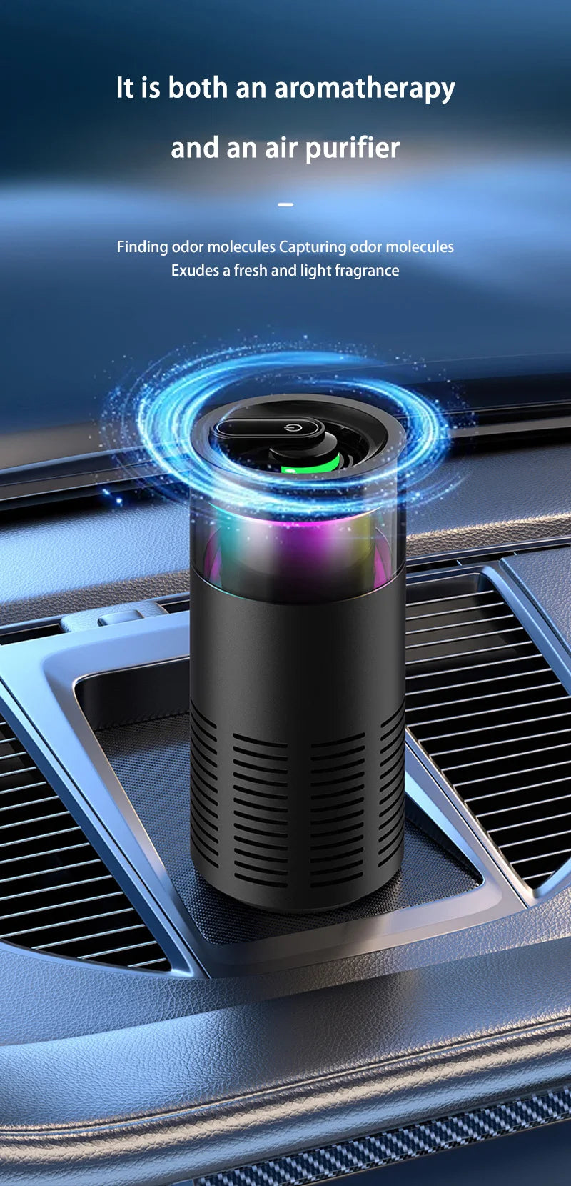 Xiaomi New Car Air Purifier, A Negative Ion Ambient Light Car Air Purifier For Removing Formaldehyde And Odors Inside The Car