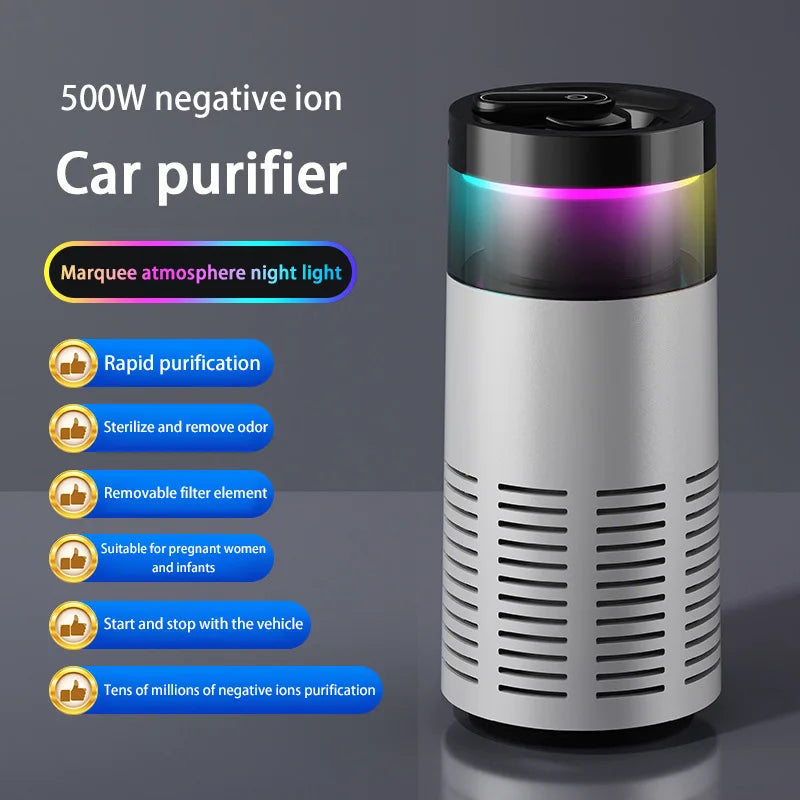 Xiaomi New Car Air Purifier, A Negative Ion Ambient Light Car Air Purifier For Removing Formaldehyde And Odors Inside The Car