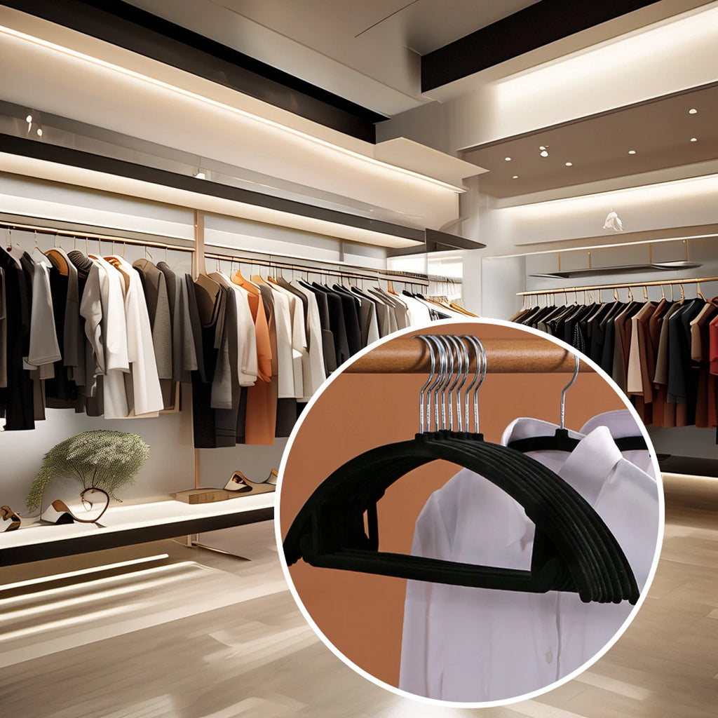 10/20Pcs Household Black/Beige/Grey Flocked Hangers, Plastic Hangers, Suitable for Closet Organizers, Sturdy and Durable, Space-Saving, Non-Slip and Won'T Fall Off, No Bulging Shoulders, No Damage to Clothes, Used for Clothin