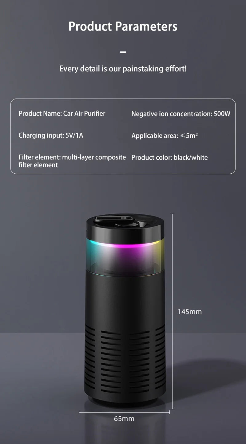 Xiaomi New Car Air Purifier, A Negative Ion Ambient Light Car Air Purifier For Removing Formaldehyde And Odors Inside The Car