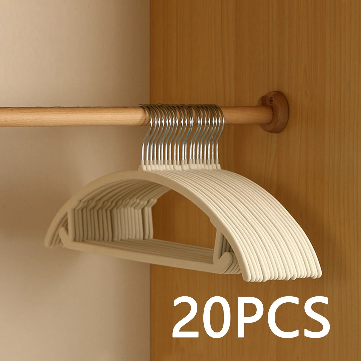 10/20Pcs Household Black/Beige/Grey Flocked Hangers, Plastic Hangers, Suitable for Closet Organizers, Sturdy and Durable, Space-Saving, Non-Slip and Won'T Fall Off, No Bulging Shoulders, No Damage to Clothes, Used for Clothin