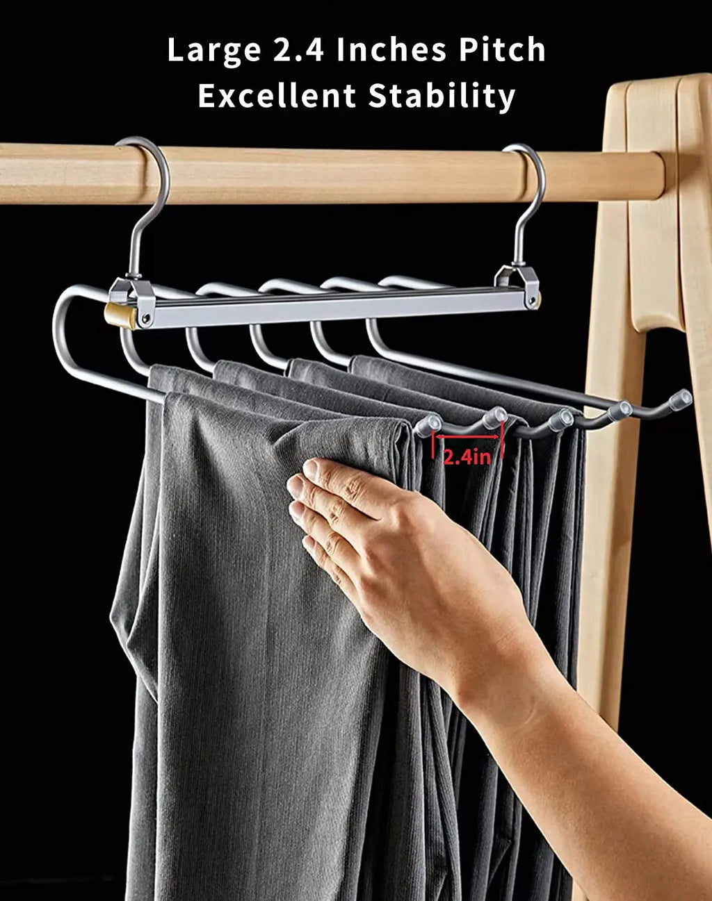 6 Layers Aluminum Pants Hangers,Space Saving Jeans Scarf Organizer,Multi-Functional Closet Heavy Rack for Slacks Skirt Trousers