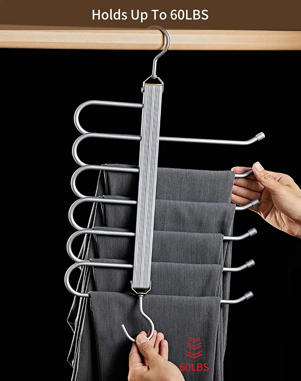 6 Layers Aluminum Pants Hangers,Space Saving Jeans Scarf Organizer,Multi-Functional Closet Heavy Rack for Slacks Skirt Trousers