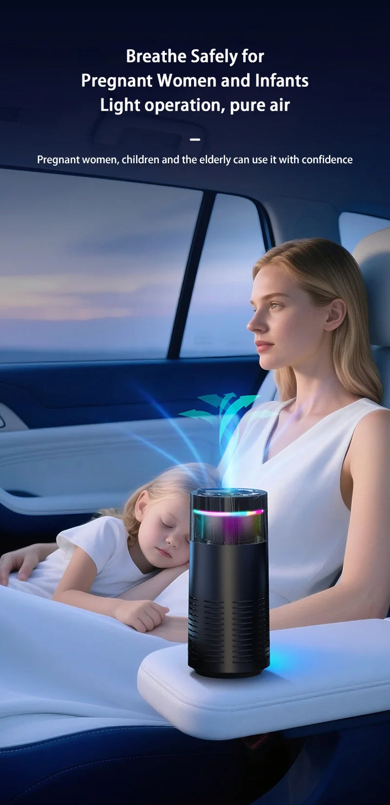 Xiaomi New Car Air Purifier, A Negative Ion Ambient Light Car Air Purifier For Removing Formaldehyde And Odors Inside The Car