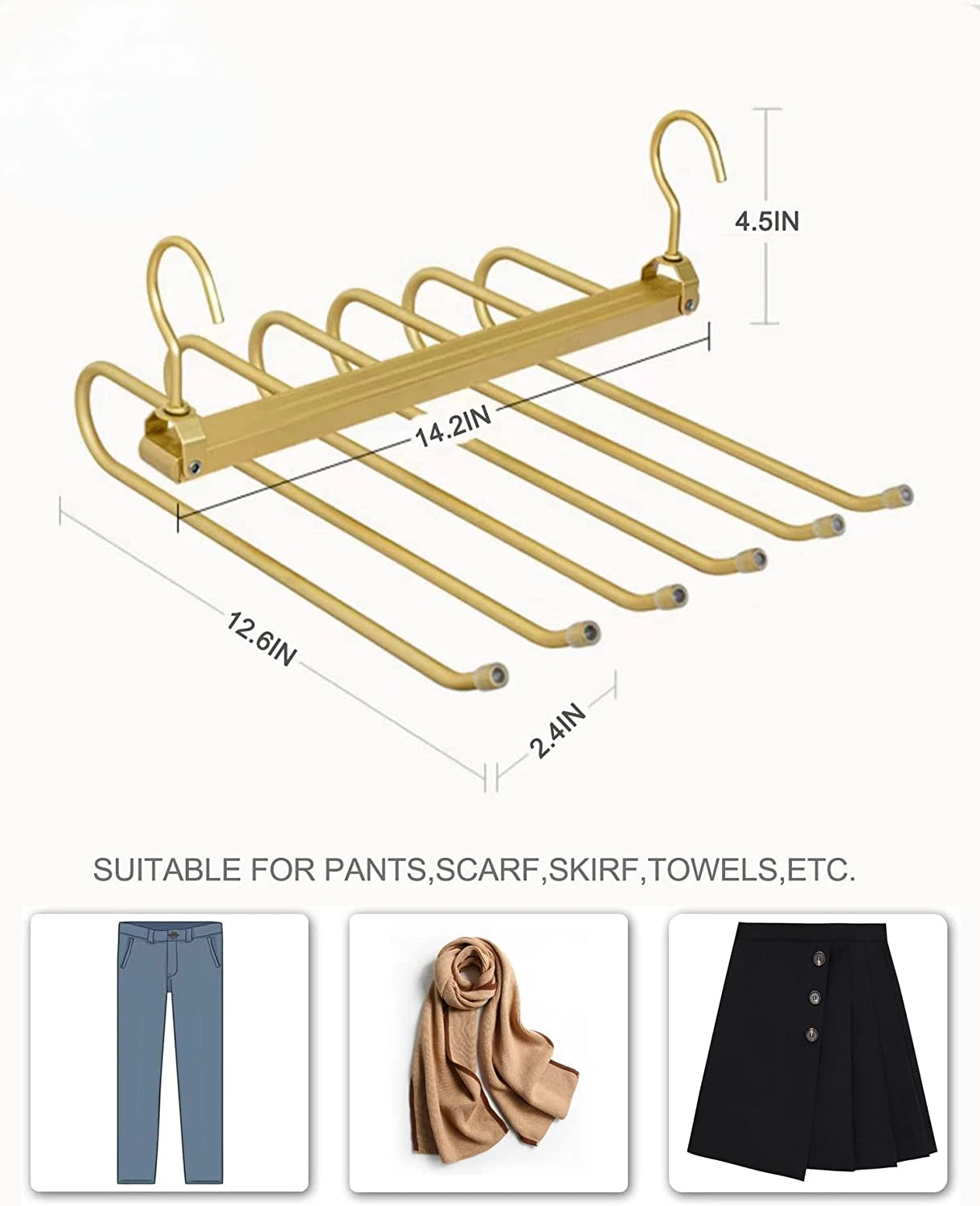 6 Layers Aluminum Pants Hangers,Space Saving Jeans Scarf Organizer,Multi-Functional Closet Heavy Rack for Slacks Skirt Trousers