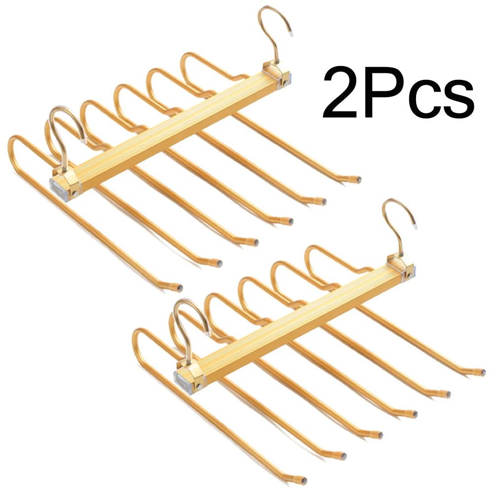 6 Layers Aluminum Pants Hangers,Space Saving Jeans Scarf Organizer,Multi-Functional Closet Heavy Rack for Slacks Skirt Trousers