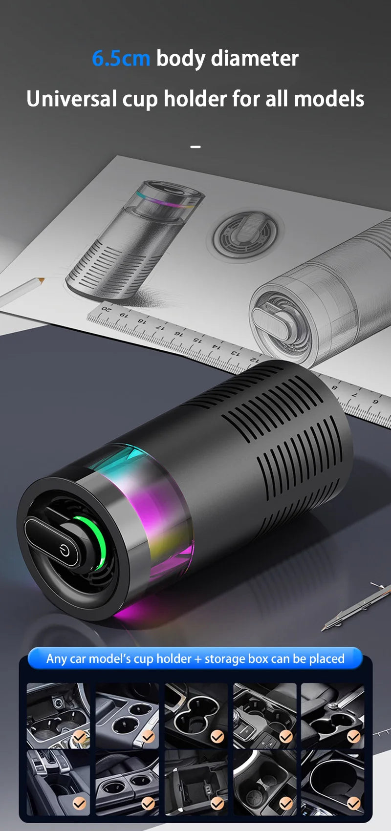 Xiaomi New Car Air Purifier, A Negative Ion Ambient Light Car Air Purifier For Removing Formaldehyde And Odors Inside The Car