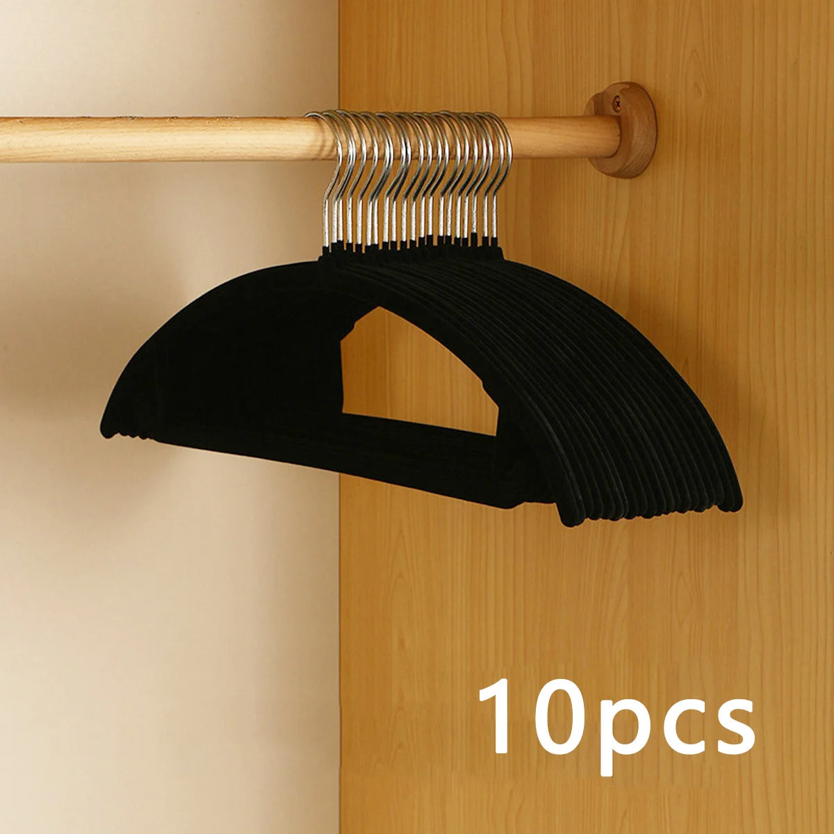 10/20Pcs Household Black/Beige/Grey Flocked Hangers, Plastic Hangers, Suitable for Closet Organizers, Sturdy and Durable, Space-Saving, Non-Slip and Won'T Fall Off, No Bulging Shoulders, No Damage to Clothes, Used for Clothin